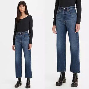 Levi's Ribcage Straight Ankle Jeans Extra High-Rise Button Fly 90s Blue, 25